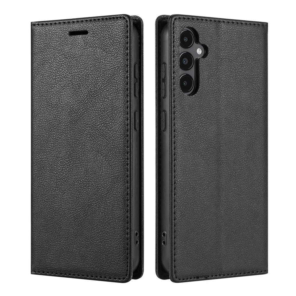 For Samsung Galaxy S25 FE Wallet Case Magnetic Closure PU Leather Phone Cover - Black - 1