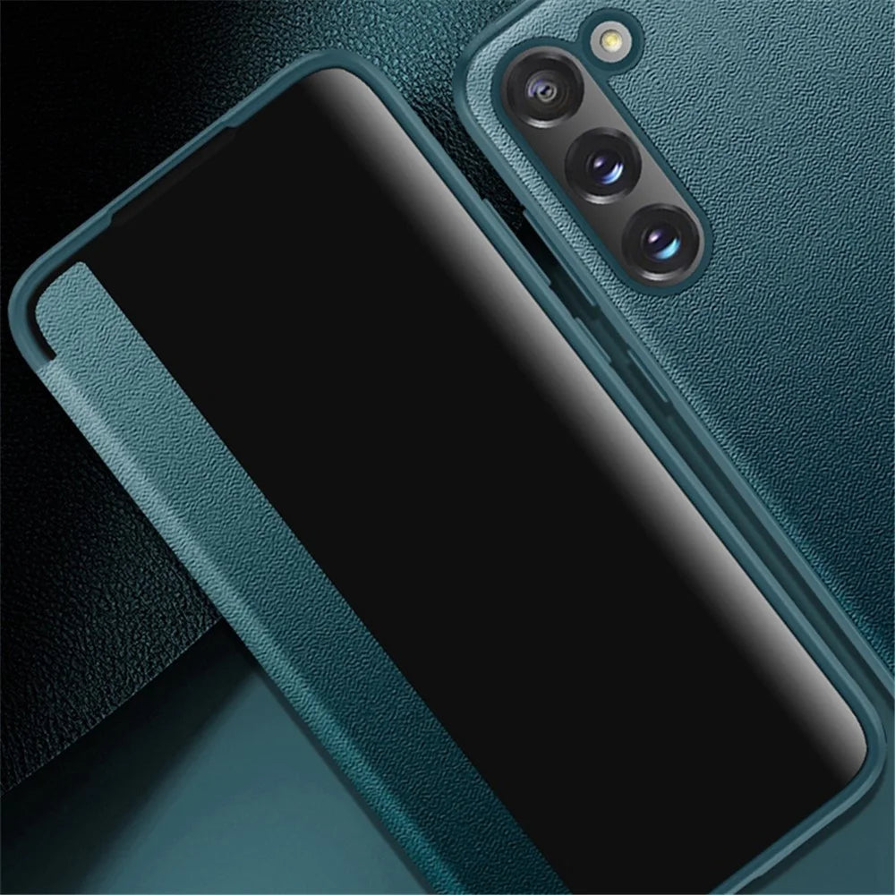 Protective Shell for Samsung Galaxy S23, Cellphone Protector Book Style Cover PU Leather+TPU+Acrylic Hybrid Case - Blue - 2