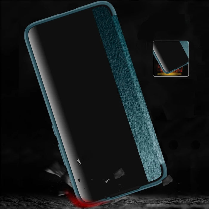 Protective Shell for Samsung Galaxy S23, Cellphone Protector Book Style Cover PU Leather+TPU+Acrylic Hybrid Case - Blue - 4