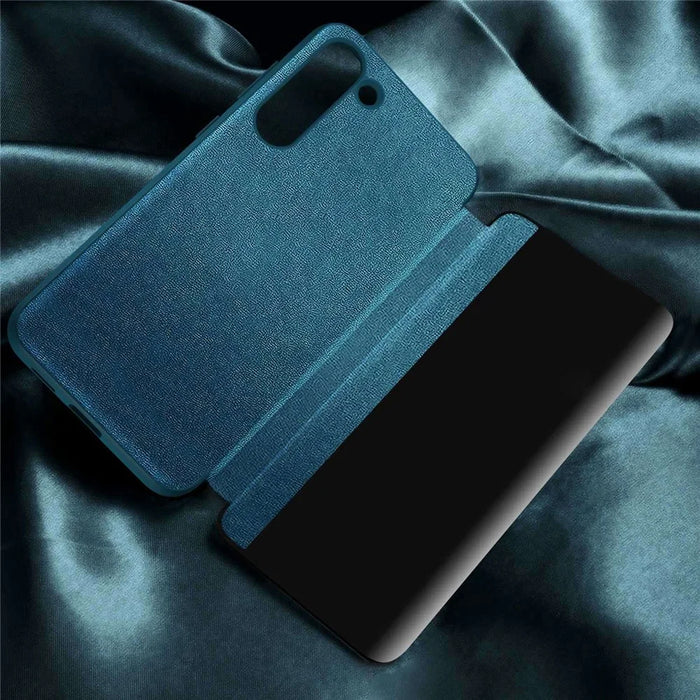 Protective Shell for Samsung Galaxy S23, Cellphone Protector Book Style Cover PU Leather+TPU+Acrylic Hybrid Case - Blue - 6