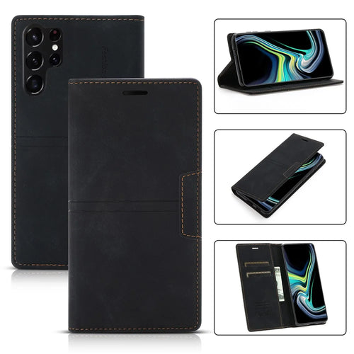 For Samsung Galaxy S26 Ultra Wallet Case Magnetic Closing Leather Phone Cover - Black - 1
