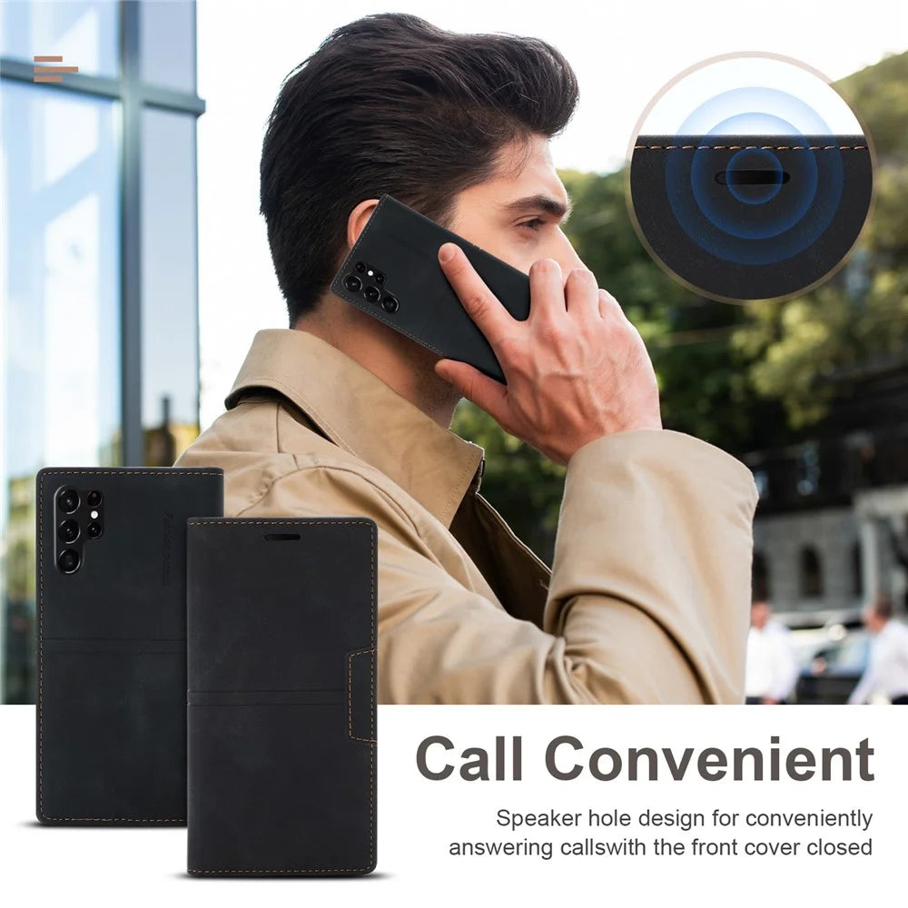For Samsung Galaxy S26 Ultra Wallet Case Magnetic Closing Leather Phone Cover - Black - 6