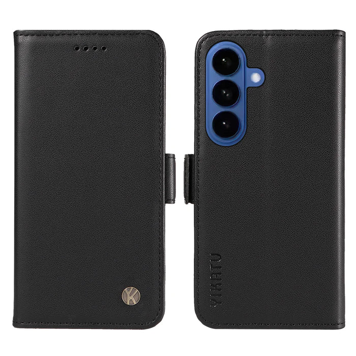 YIKATU For Samsung Galaxy S26+ Wallet Phone Case  YK-003 Leather Stand Cover -  Black - 1
