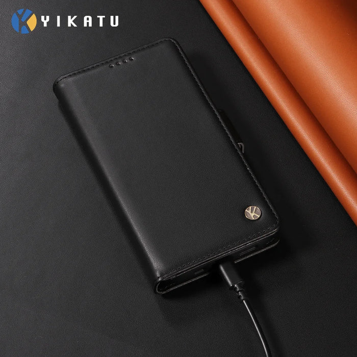 YIKATU For Samsung Galaxy S26+ Wallet Phone Case  YK-003 Leather Stand Cover -  Black - 4
