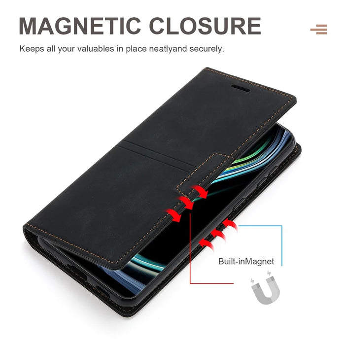 For Samsung Galaxy S26 Wallet Case Magnetic Closing Leather Phone Cover - Black - 5