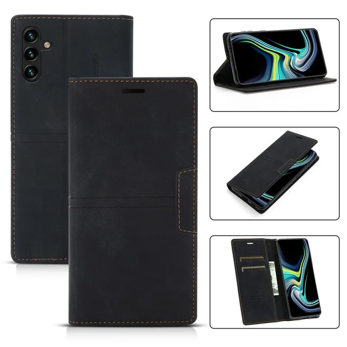 For Samsung Galaxy S26 Wallet Case Magnetic Closing Leather Phone Cover - Black - 1