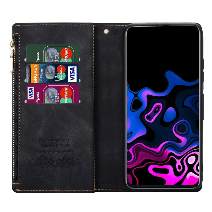 For Samsung Galaxy S26 Ultra Wallet Case Color Splicing Leather Phone Cover with Stand - Black - 2