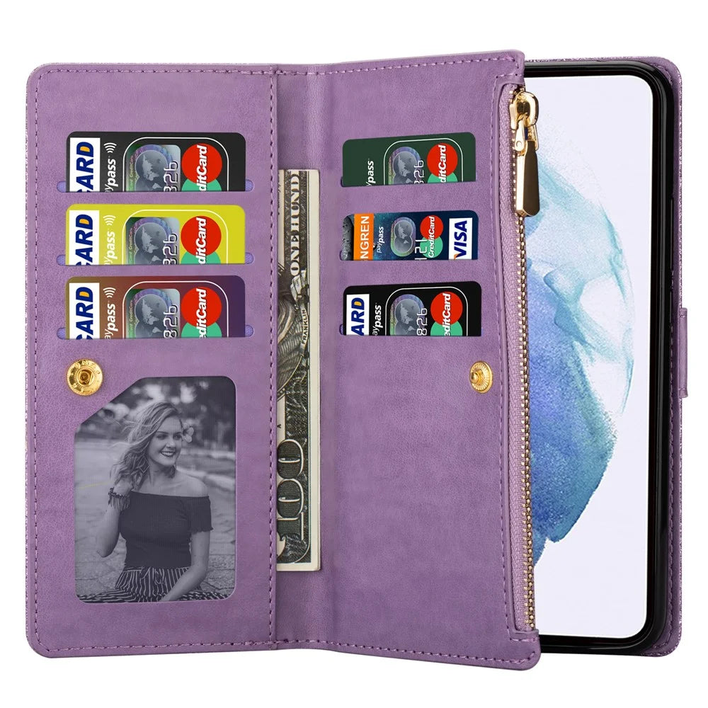 For Samsung Galaxy S26 Ultra Case Starry Sky Carving Leather Wallet Phone Cover with Wrist Strap - Purple - 4