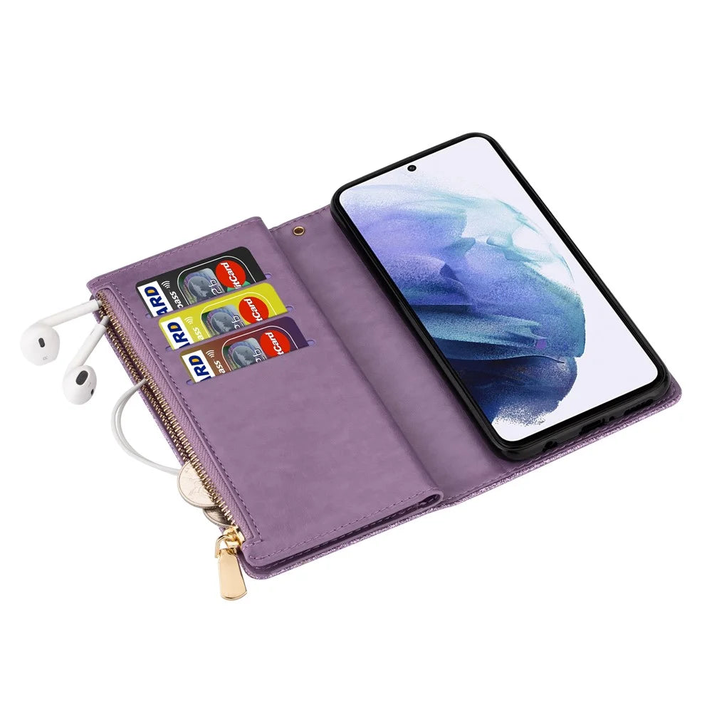 For Samsung Galaxy S26 Ultra Case Starry Sky Carving Leather Wallet Phone Cover with Wrist Strap - Purple - 5