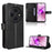 For Oukitel C5 Leather Wallet Case with Strap Diamond Texture Phone Cover - Black - 1
