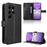 For Oukitel C2 Leather Wallet Case with Strap Diamond Texture Phone Cover - Black - 1