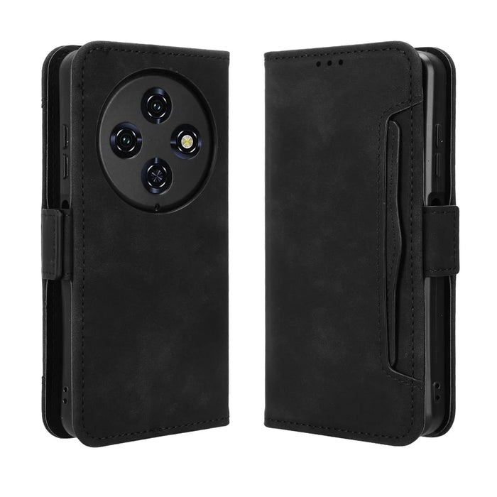 For Oukitel C5 Leather Case Phone Wallet Cover with Multiple Card Slots - Black - 1