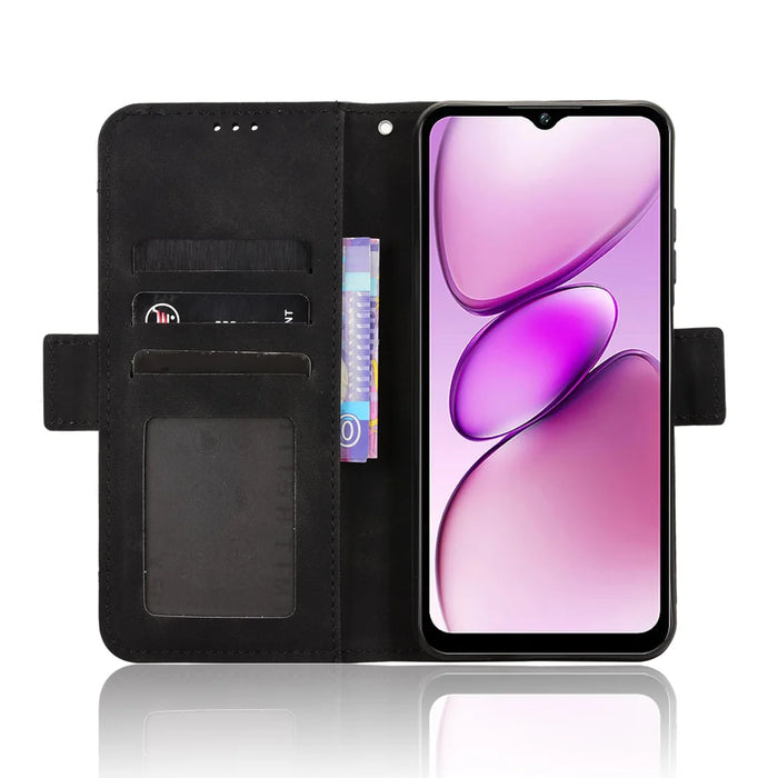 For Oukitel C5 Leather Case Phone Wallet Cover with Multiple Card Slots - Black - 5