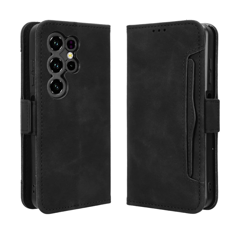 For Oukitel C2 Leather Case Phone Wallet Cover with Multiple Card Slots - Black - 1