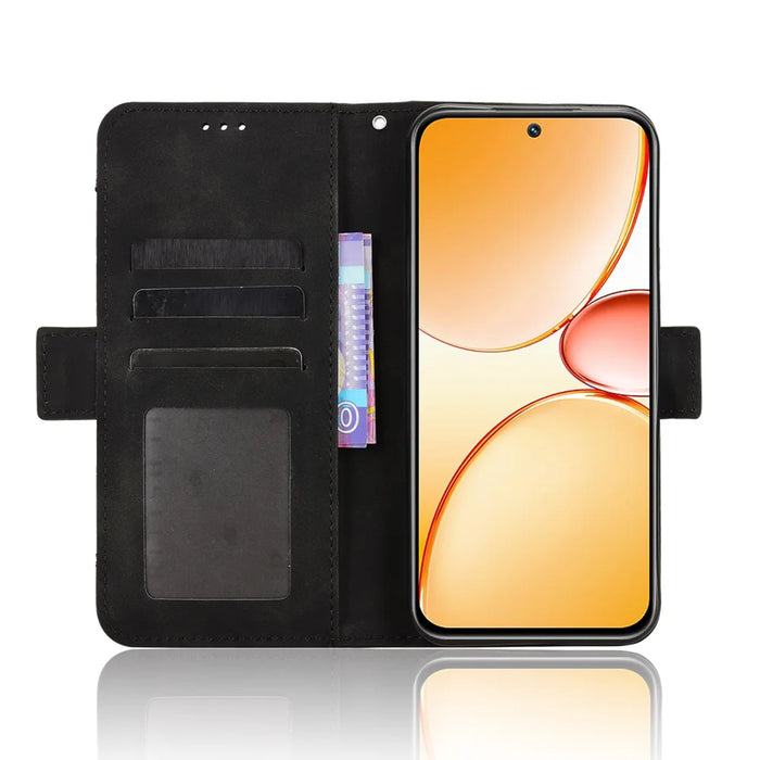 For Realme C85 Pro 4G Leather Case Phone Wallet Cover with Multiple Card Slots - Black - 5