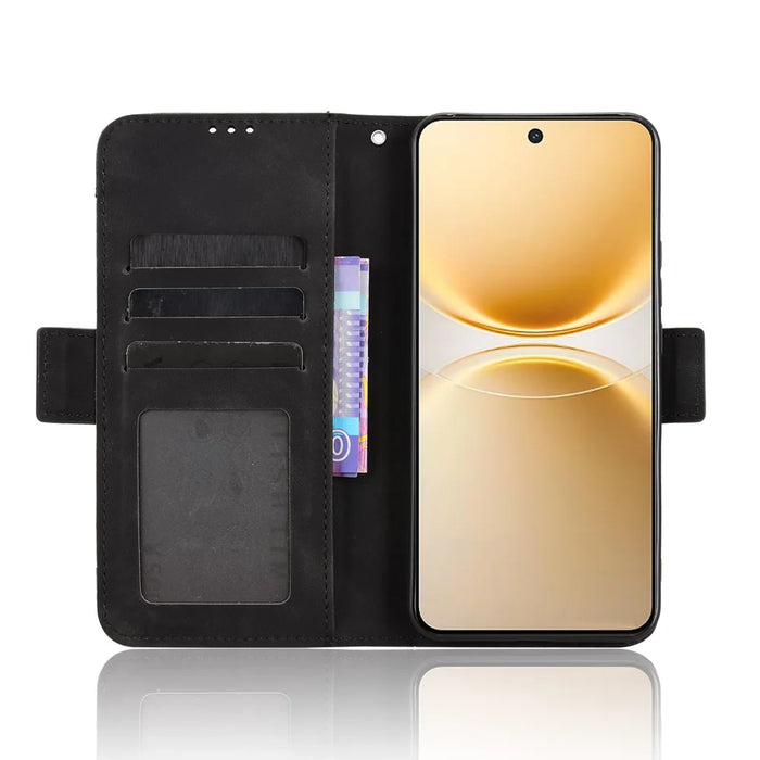 For vivo Y500 Pro 5G Leather Case Phone Wallet Cover with Multiple Card Slots - Black - 5