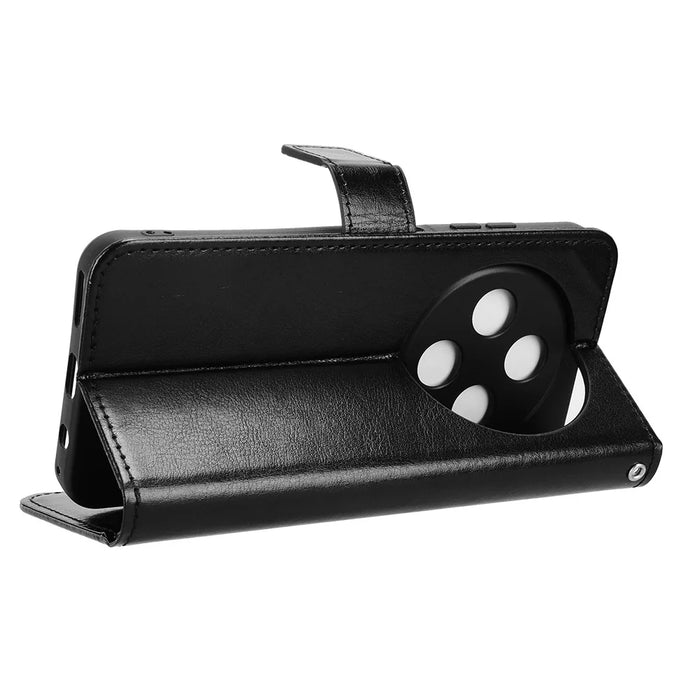For Oukitel C5 PU Leather Case with Strap Crazy Horse Texture Phone Wallet Cover - Black - 6