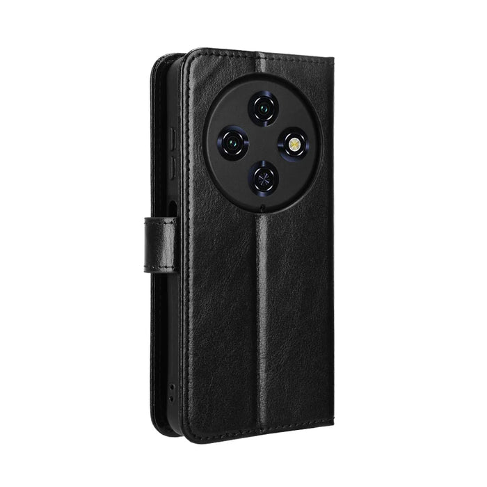 For Oukitel C5 PU Leather Case with Strap Crazy Horse Texture Phone Wallet Cover - Black - 7