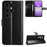 For Oukitel C2 PU Leather Case with Strap Crazy Horse Texture Phone Wallet Cover - Black - 1