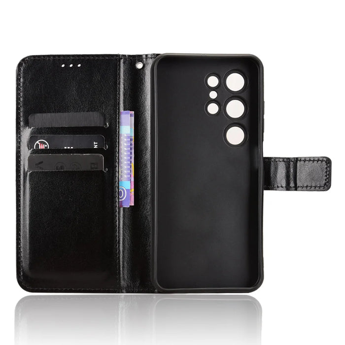 For Oukitel C2 PU Leather Case with Strap Crazy Horse Texture Phone Wallet Cover - Black - 4