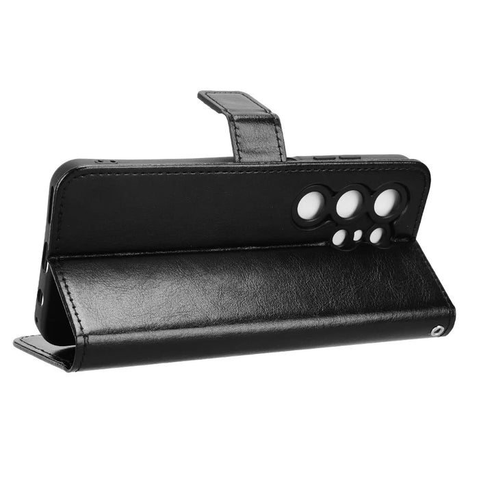 For Oukitel C2 PU Leather Case with Strap Crazy Horse Texture Phone Wallet Cover - Black - 6