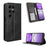 For Oukitel C2 Leather Case Wallet Stand Retro Texture Phone Cover - Black - 1