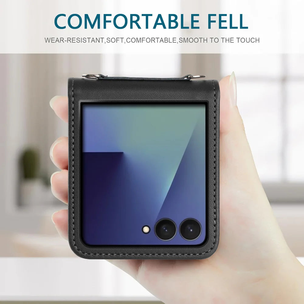 For Samsung Galaxy Z Flip7 5G Case Imprinted Honeycomb Leather Folding Phone Cover - Black - 2