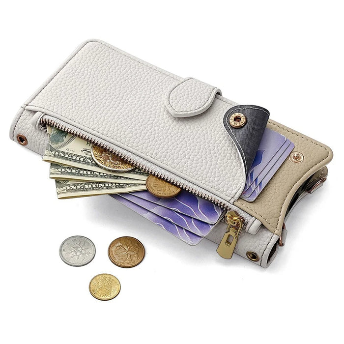 For OnePlus Ace 6T 5G / Ace 6 5G Leather Case Wallet Stand Cover Irregular Tail Style with Chain Strap - White - 3