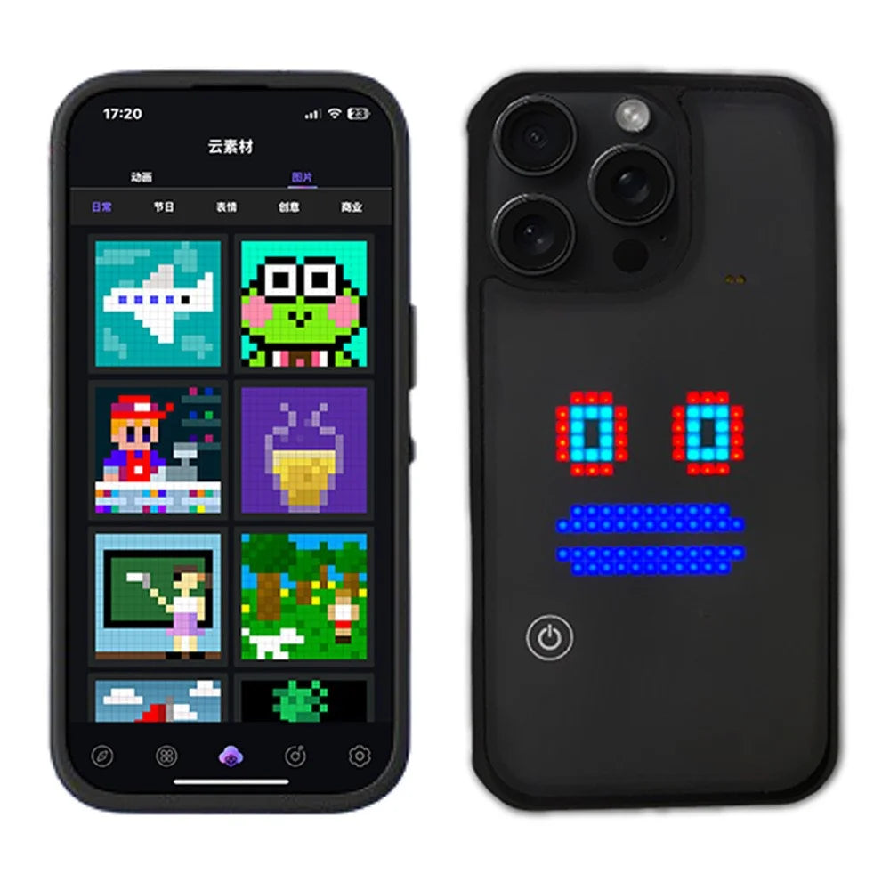 For iPhone 16 Pro Max DIY Pixel Animation Case Smart Voice Control Creative LED Phone Cover - 1