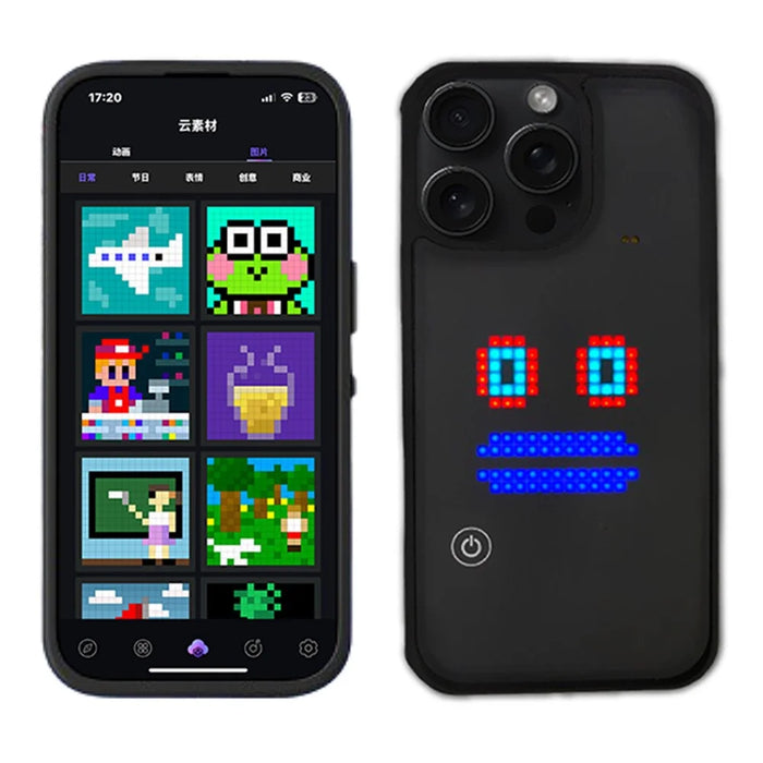 For iPhone 16 Pro Max DIY Pixel Animation Case Smart Voice Control Creative LED Phone Cover - 1