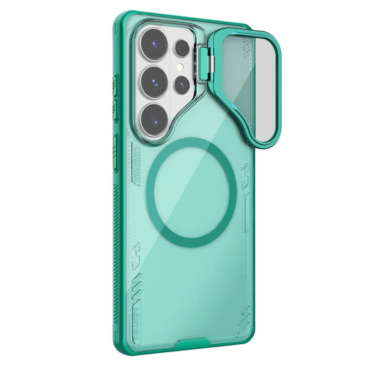 NILLKIN Iceblade CamProp For Samsung Galaxy S26 Ultra Magnetic Case Clear Lens Lid Kickstand PC TPU Phone Cover - Green - 1
