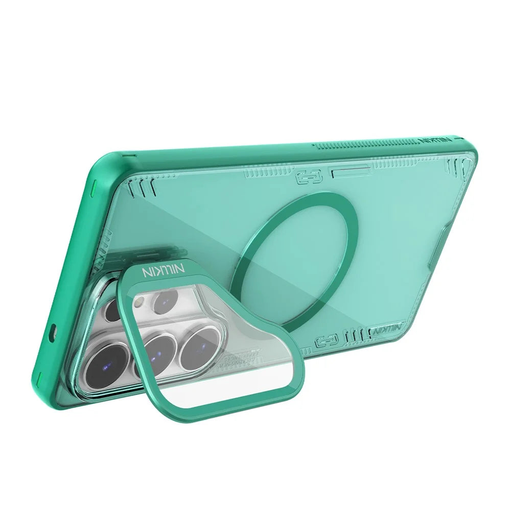 NILLKIN Iceblade CamProp For Samsung Galaxy S26 Ultra Magnetic Case Clear Lens Lid Kickstand PC TPU Phone Cover - Green - 4