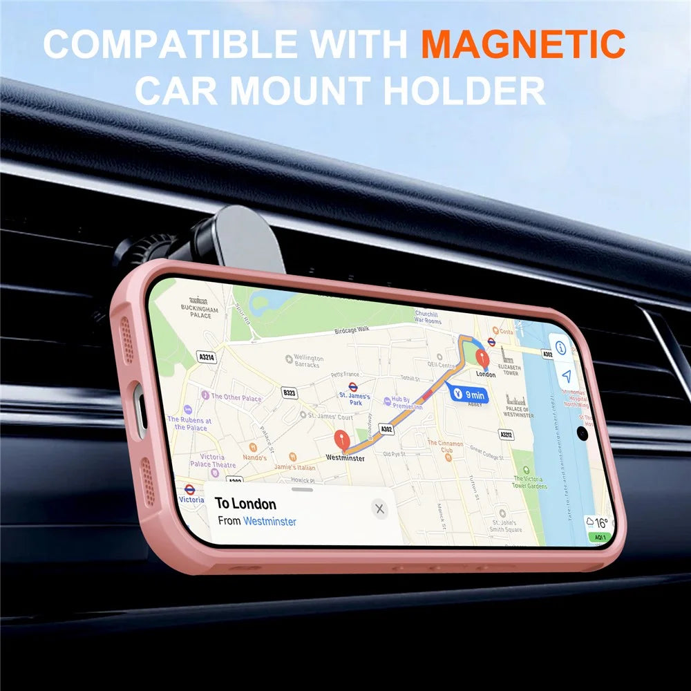 For Google Pixel 9 / 9 Pro Magnetic Case Kickstand TPU PC Shockproof Phone Back Cover - Pink - 5