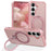 For Samsung Galaxy S24+ Magnetic Case Kickstand TPU PC Shockproof Phone Back Cover - Pink - 1