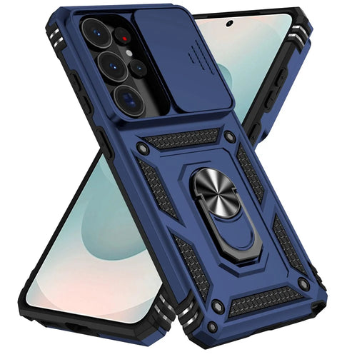 For Samsung Galaxy S26 Ultra Case PC + TPU Phone Cover with Lens Protection Kickstand - Blue - 1