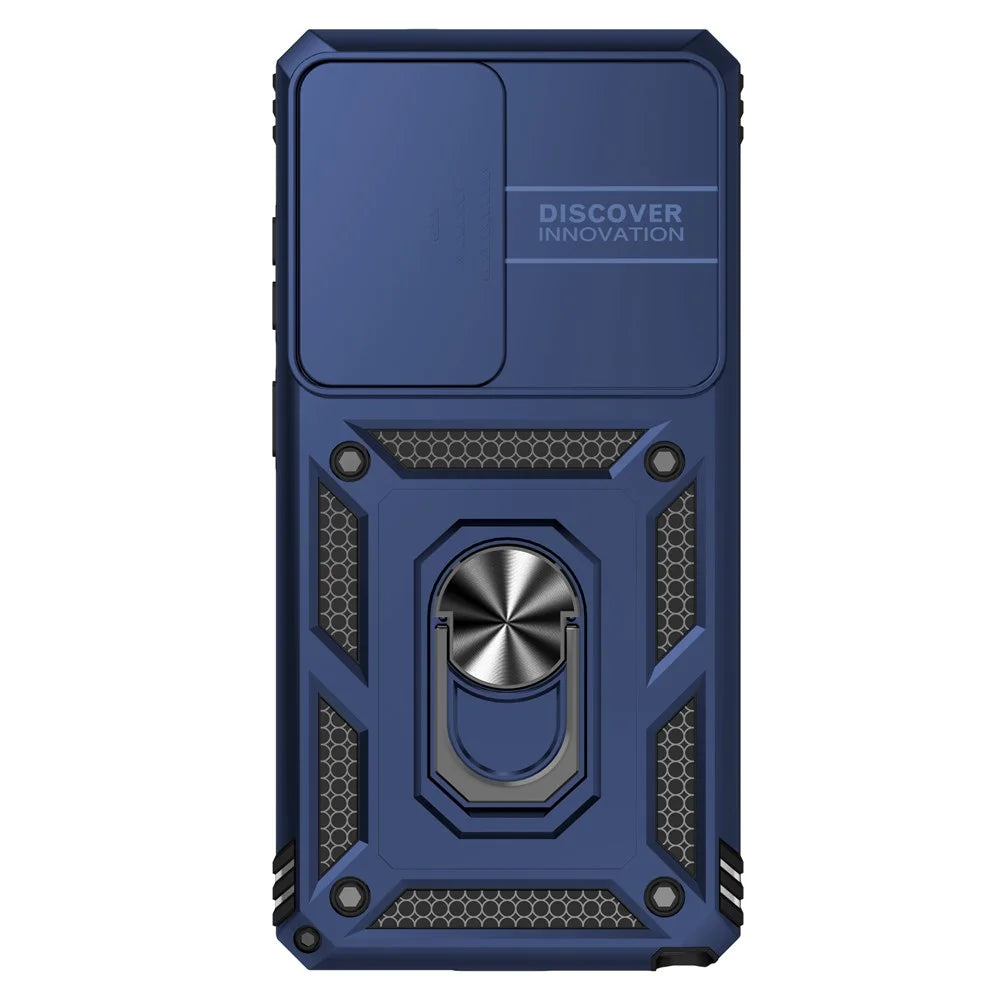 For Samsung Galaxy S26 Ultra Case PC + TPU Phone Cover with Lens Protection Kickstand - Blue - 3