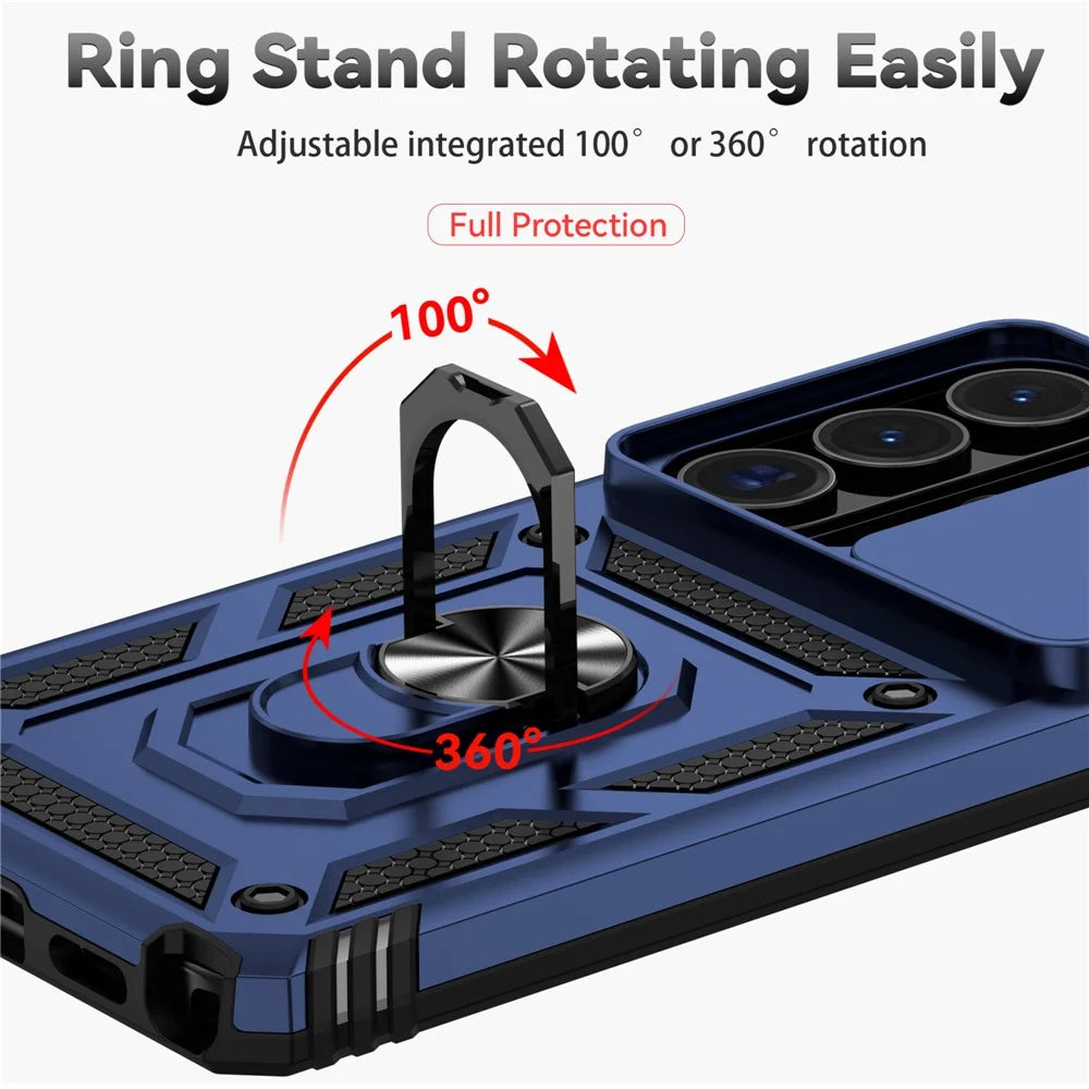 For Samsung Galaxy S26 Ultra Case PC + TPU Phone Cover with Lens Protection Kickstand - Blue - 7