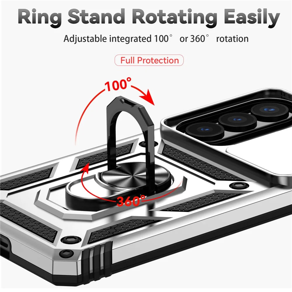 For Samsung Galaxy S26+ Case PC + TPU Phone Cover with Lens Protection Kickstand - Silver - 7