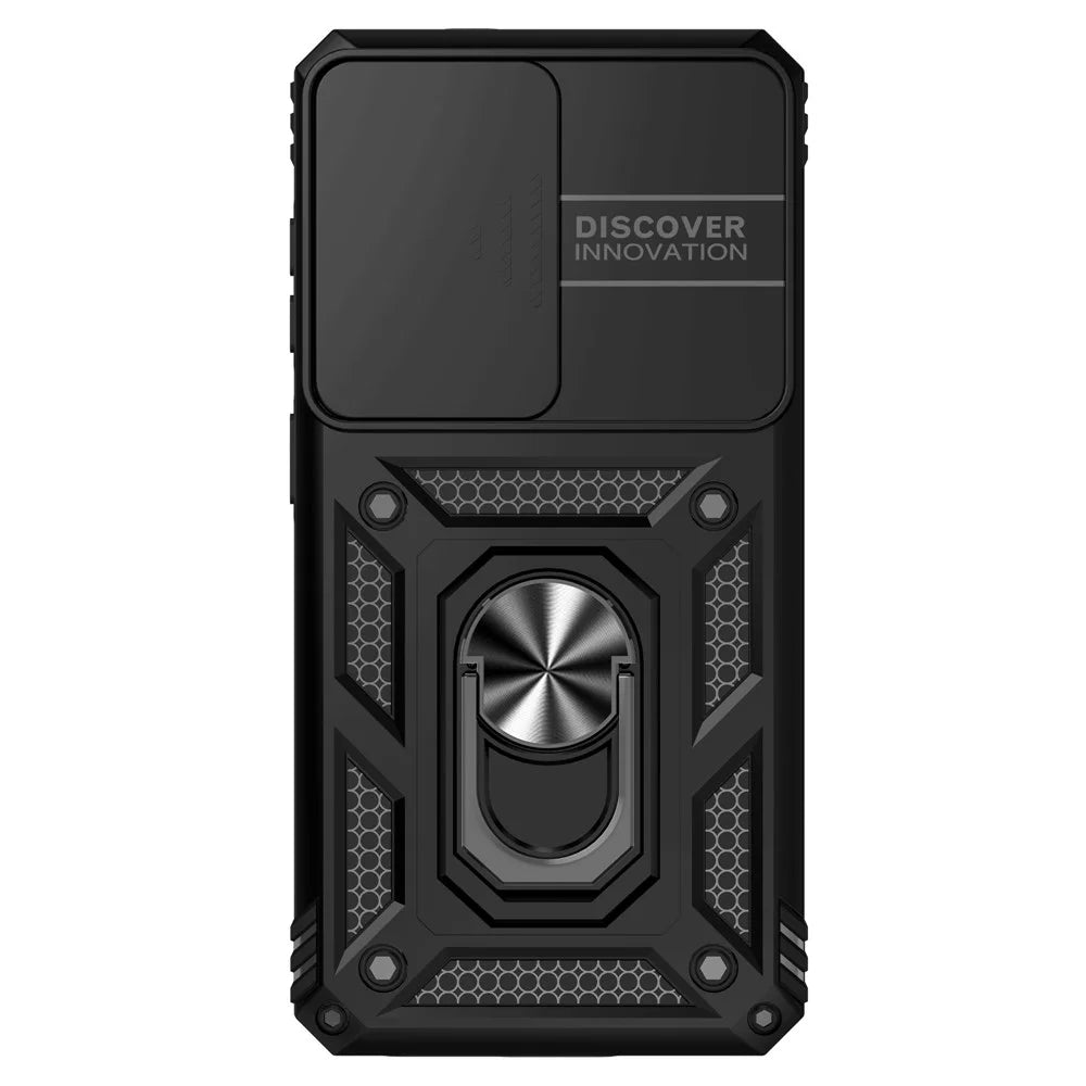 For Samsung Galaxy S26 Case PC + TPU Phone Cover with Lens Protection Kickstand - Black - 3