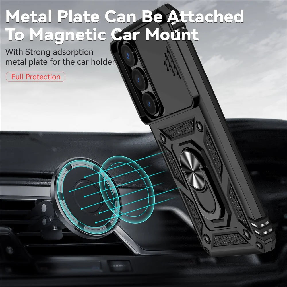 For Samsung Galaxy S26 Case PC + TPU Phone Cover with Lens Protection Kickstand - Black - 5