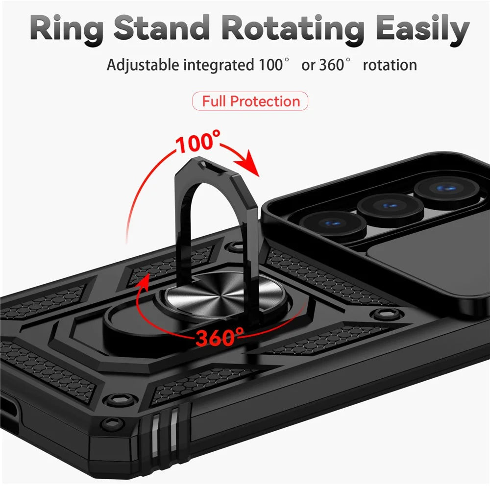 For Samsung Galaxy S26 Case PC + TPU Phone Cover with Lens Protection Kickstand - Black - 7