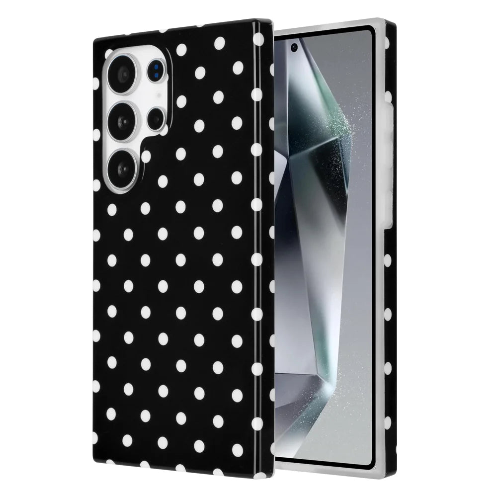 For Samsung Galaxy S24 Ultra Case Dot Design IMD TPU Phone Back Cover - Black - 1