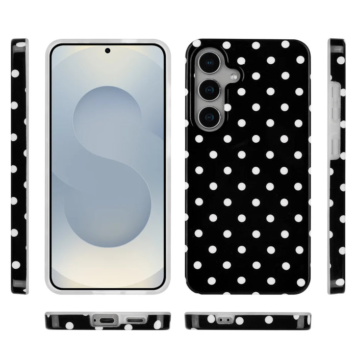 For Samsung Galaxy S25 / Galaxy S24 Case Dot Design IMD TPU Phone Back Cover - Black - 2