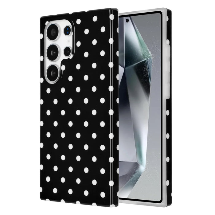 For Samsung Galaxy S25 Ultra Case Dot Design IMD TPU Phone Back Cover - Black - 1