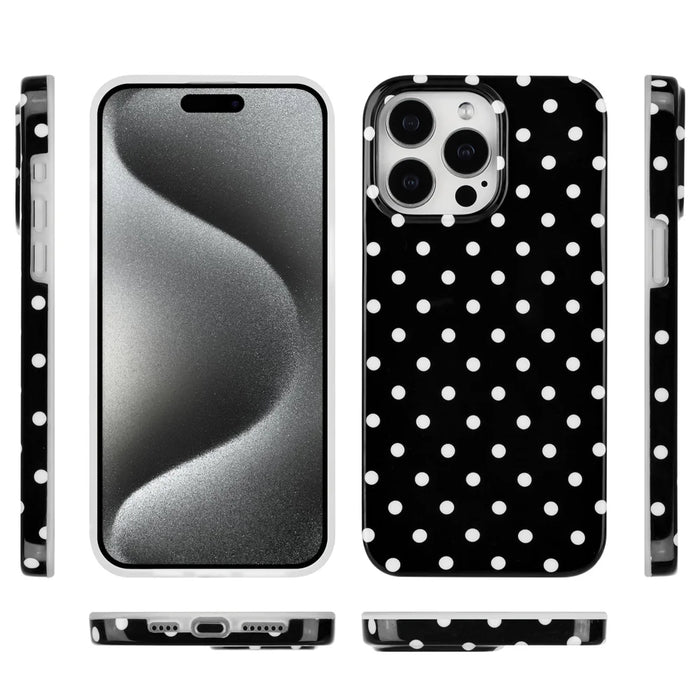 For iPhone 16 Pro Max Case Dot Design IMD TPU Phone Back Cover - Black - 2