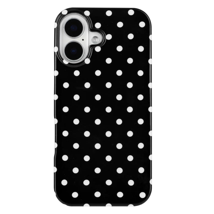 For iPhone 16 Case Dot Design IMD TPU Phone Back Cover - Black - 3