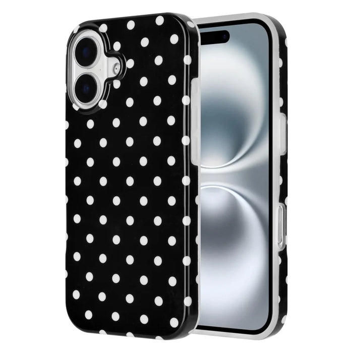 For iPhone 16 Plus Case Dot Design IMD TPU Phone Back Cover - Black - 1