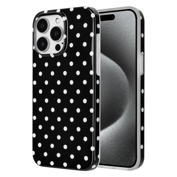 For iPhone 16 Pro Case Dot Design IMD TPU Phone Back Cover - Black - 1