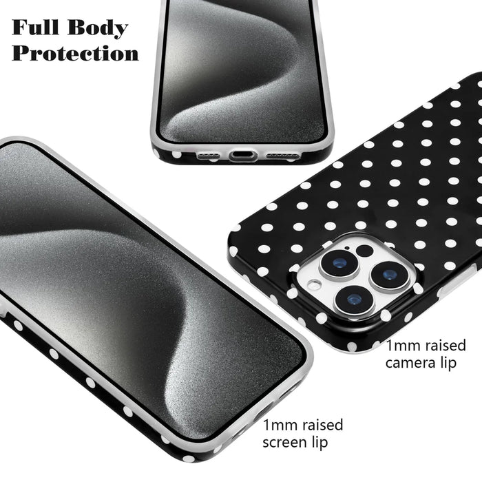 For iPhone 16 Pro Case Dot Design IMD TPU Phone Back Cover - Black - 5