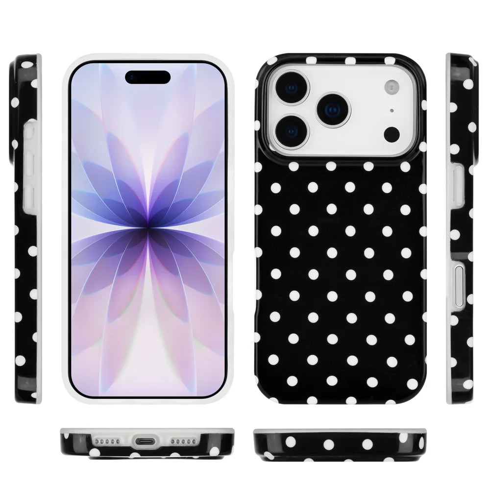 For iPhone 17 Pro Max Case Dot Design IMD TPU Phone Back Cover - Black - 2